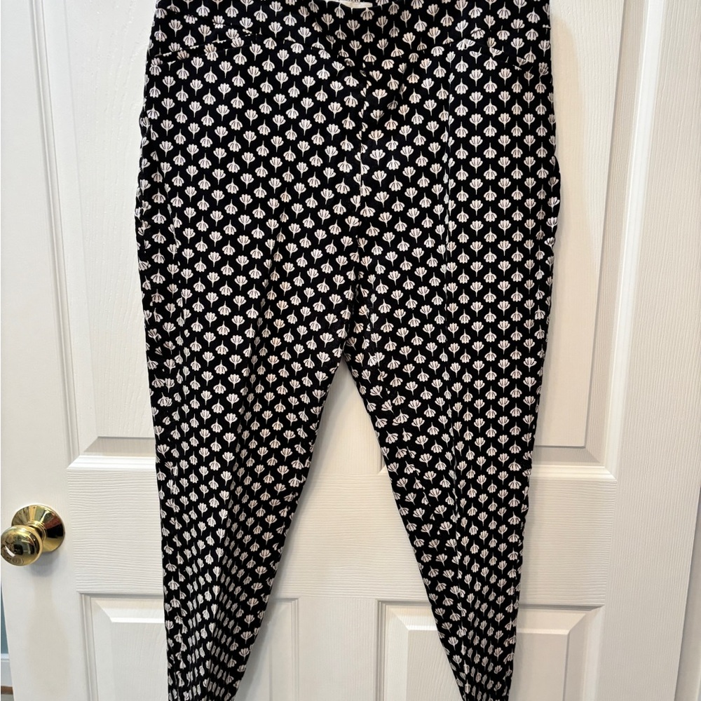 Talbots Black and White Floral Pants